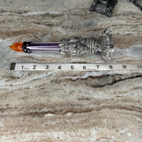 Set Of 4 Gothic Halloween LED Candles Skull Bases Orange & Purple READ - Picture 9 of 9